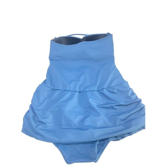 Petrol Blue Size 16 One Piece Bathing Suit Ruching 50s Retro Style, New - Picture 2 of 10